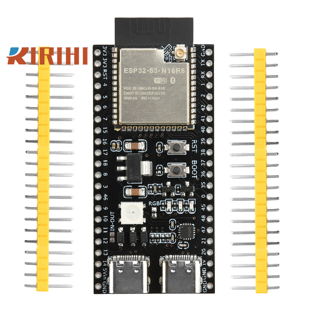 Bo ESP32-S3-N16R8 hai USB-C, chân 15, 16, 17 và 18 ở hàng bên trái